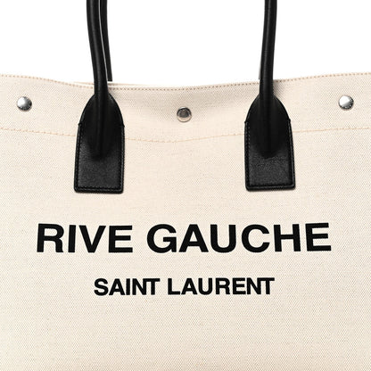 Linen Calfskin Small Rive Gauche Tote Greggio Natural