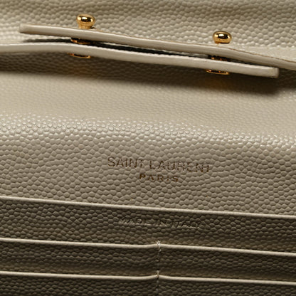 Grain De Poudre Matelasse Chevron Monogram Chain Wallet Crema Soft