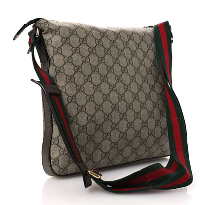 Soft GG Supreme Monogram Courrier Web Medium Flat Messenger Bag Beige New Acero Multicolor
