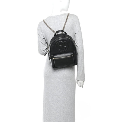 Pebbled Calfskin Soho Chain Backpack Black