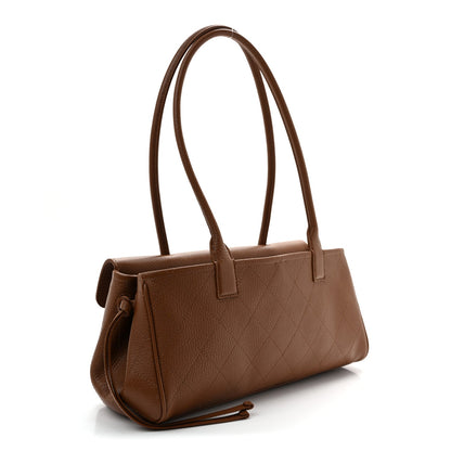 Grained Calfskin Stitched Urban Essentials Small Shopping Bag Camel