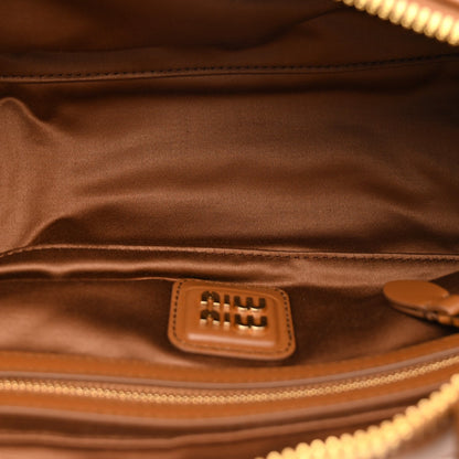 Calfskin Softy Small Beau Contrast Top Handle Bag Cognac