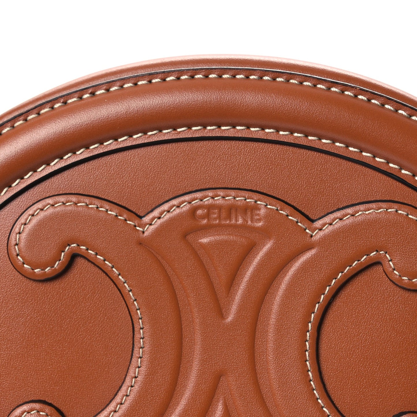 Smooth Calfskin Cuir Small Triomphe Oval Crossbody Purse Tan