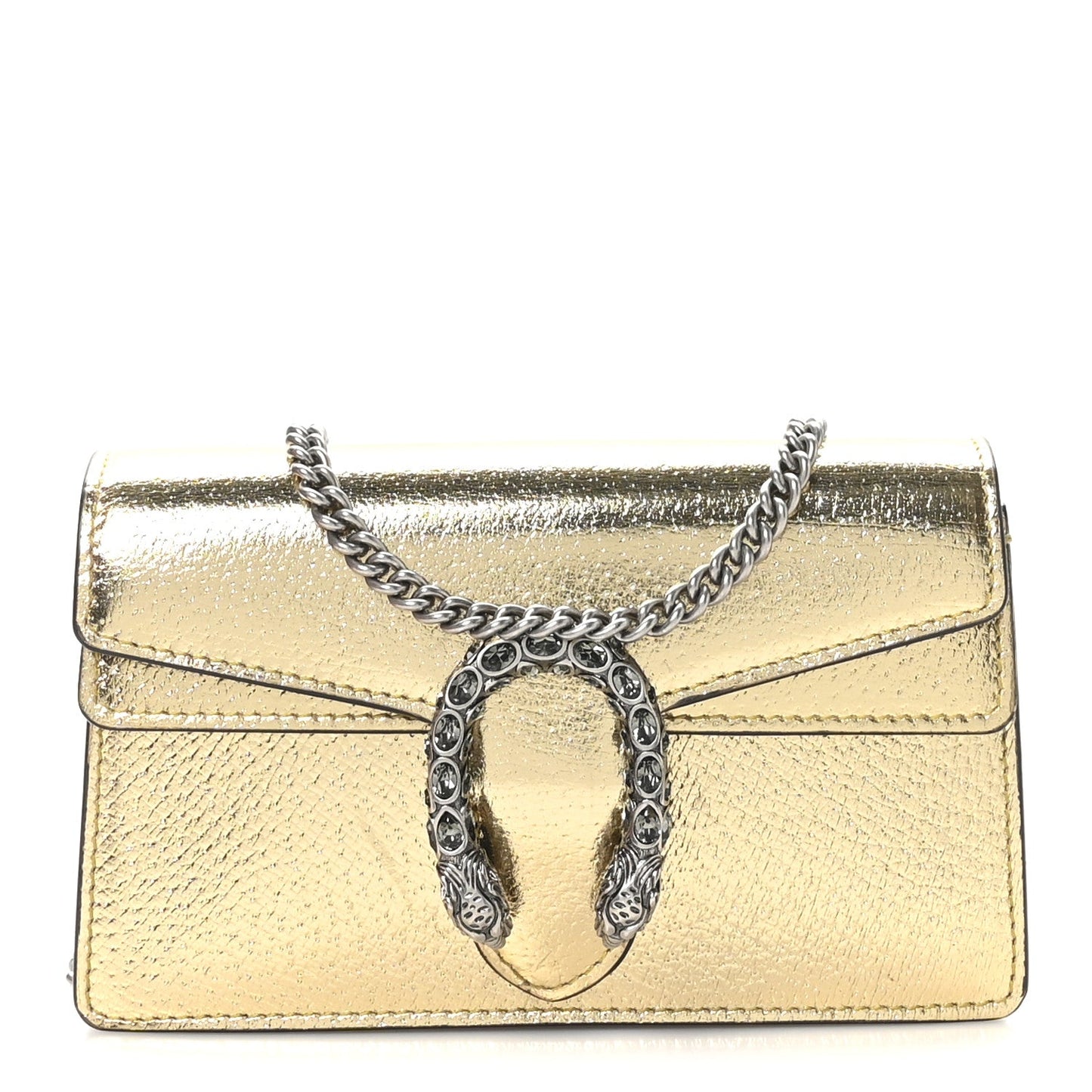 Metallic Calfskin Super Mini Dionysus Shoulder Bag Gold