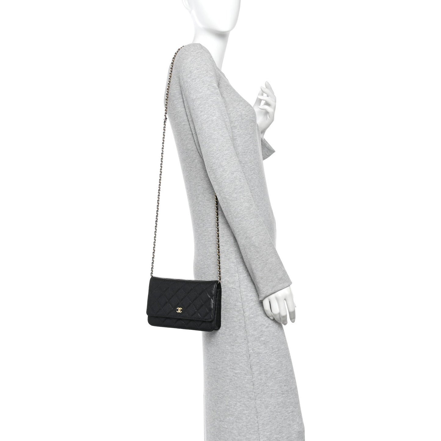 Caviar Quilted Wallet On Chain WOC Black