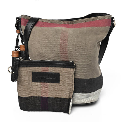 Canvas Mega Check Medium Ashby Bucket Bag Brown