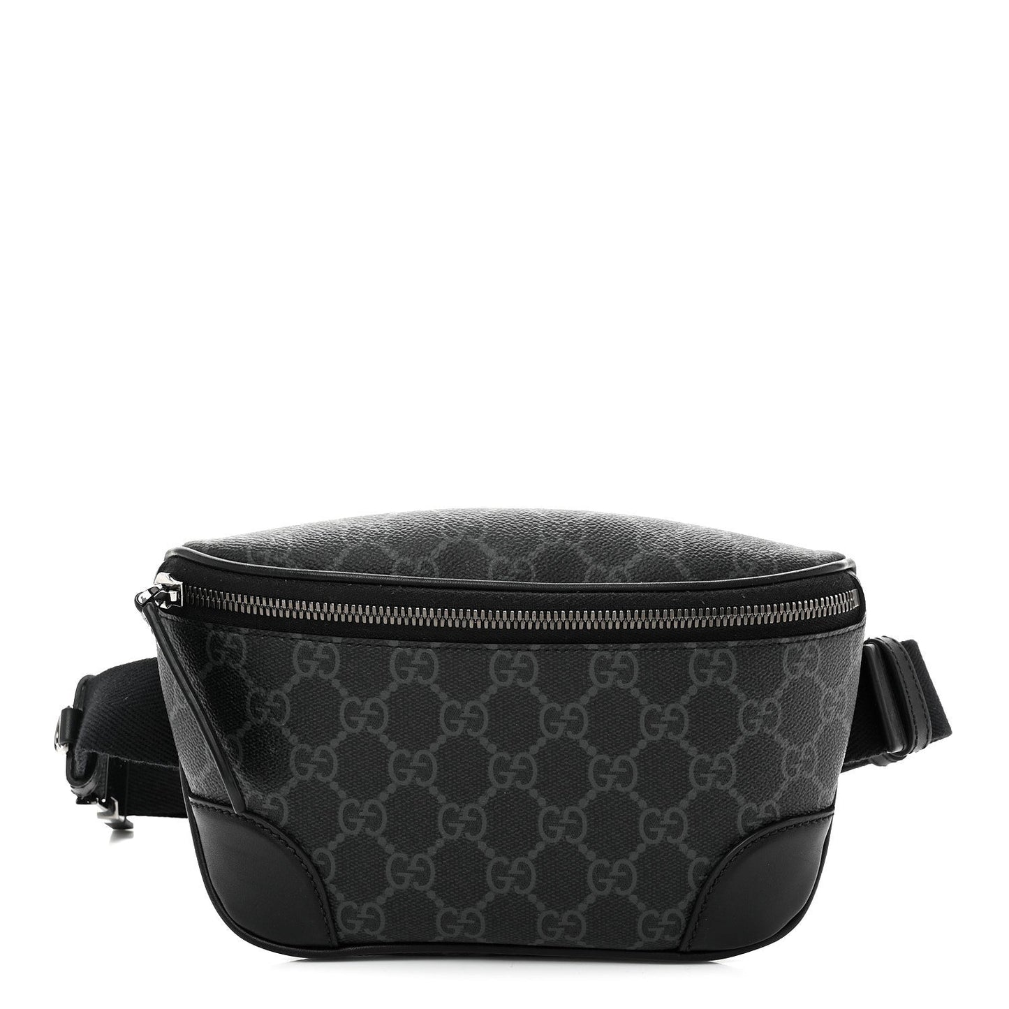 GG Supreme Monogram Emblem Calfskin Small Belt Bag Black Grey