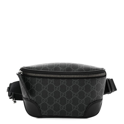 GG Supreme Monogram Emblem Calfskin Small Belt Bag Black Grey