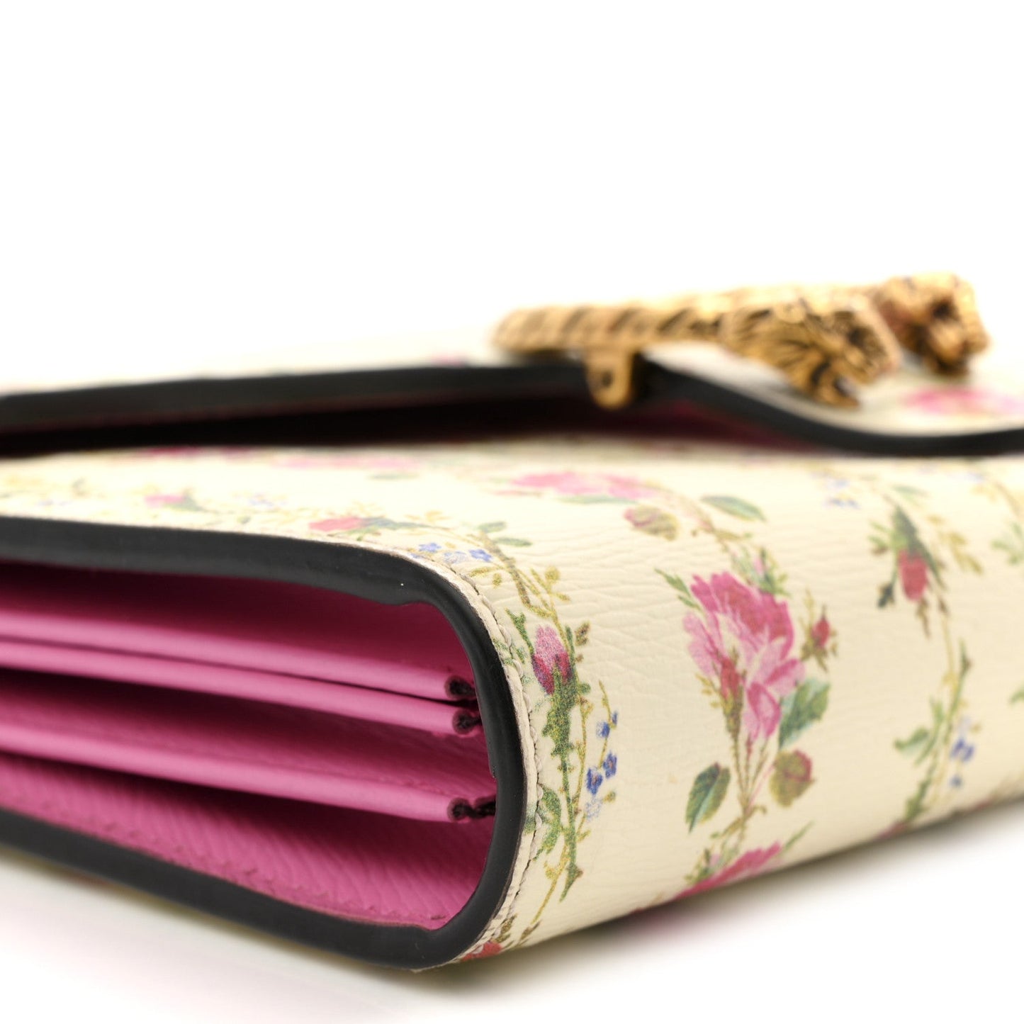Calfskin Floral Print Mini Dionysus Chain Wallet Ivory Pink