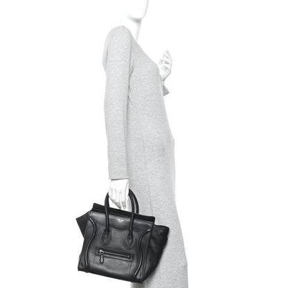 Drummed Calfskin Micro Luggage Black