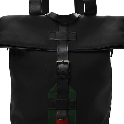 Techno Canvas Web Single Buckle Backpack Black