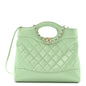 Shiny Lambskin Quilted Mini 31 Shopping Bag Light Green