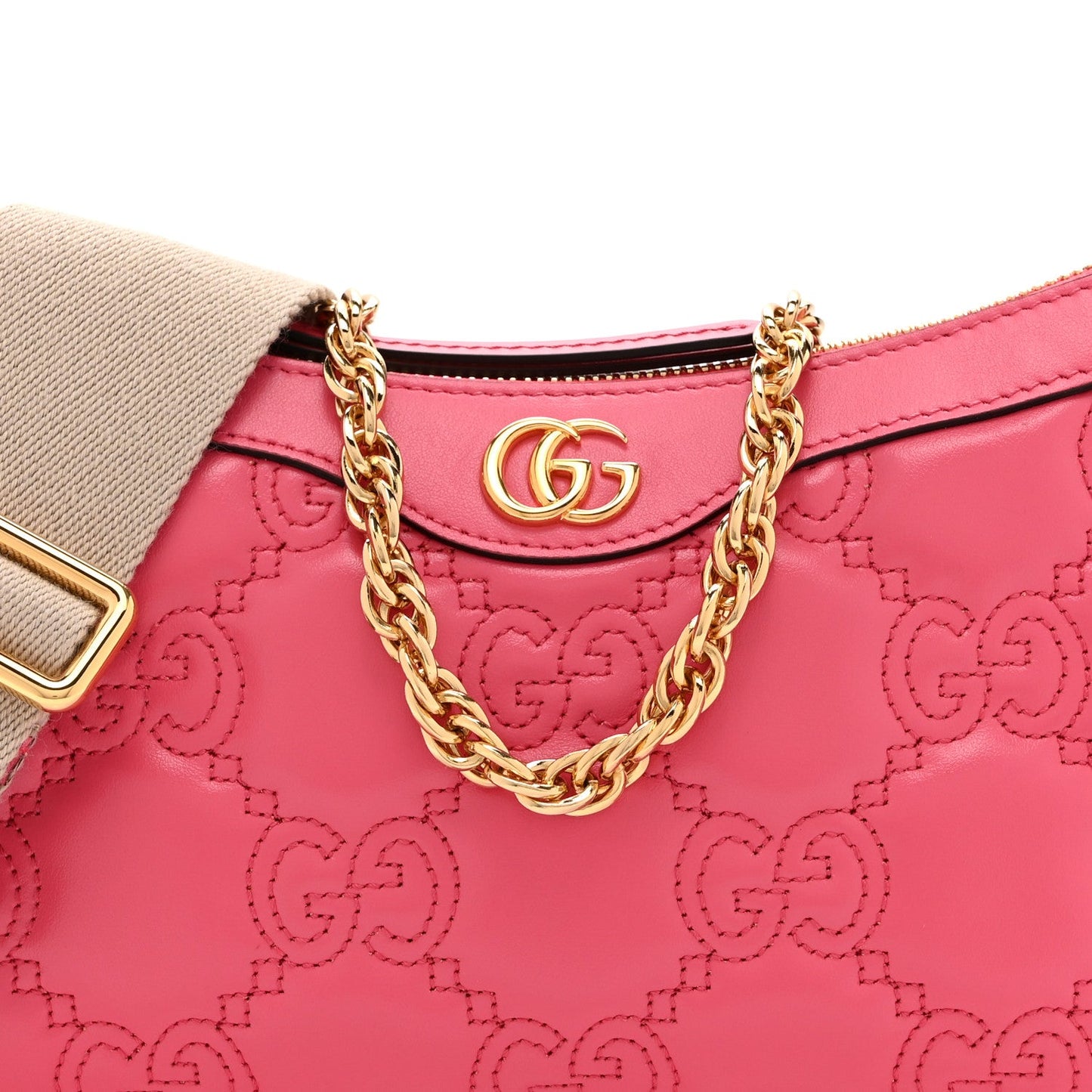 Calfskin GG Matelasse Chain Handbag Rhodamine Pink Natural