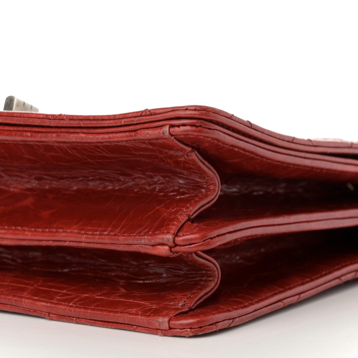 Glazed Calfskin Quilted Rita Top Handle Flap Red