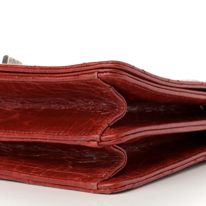 Glazed Calfskin Quilted Rita Top Handle Flap Red