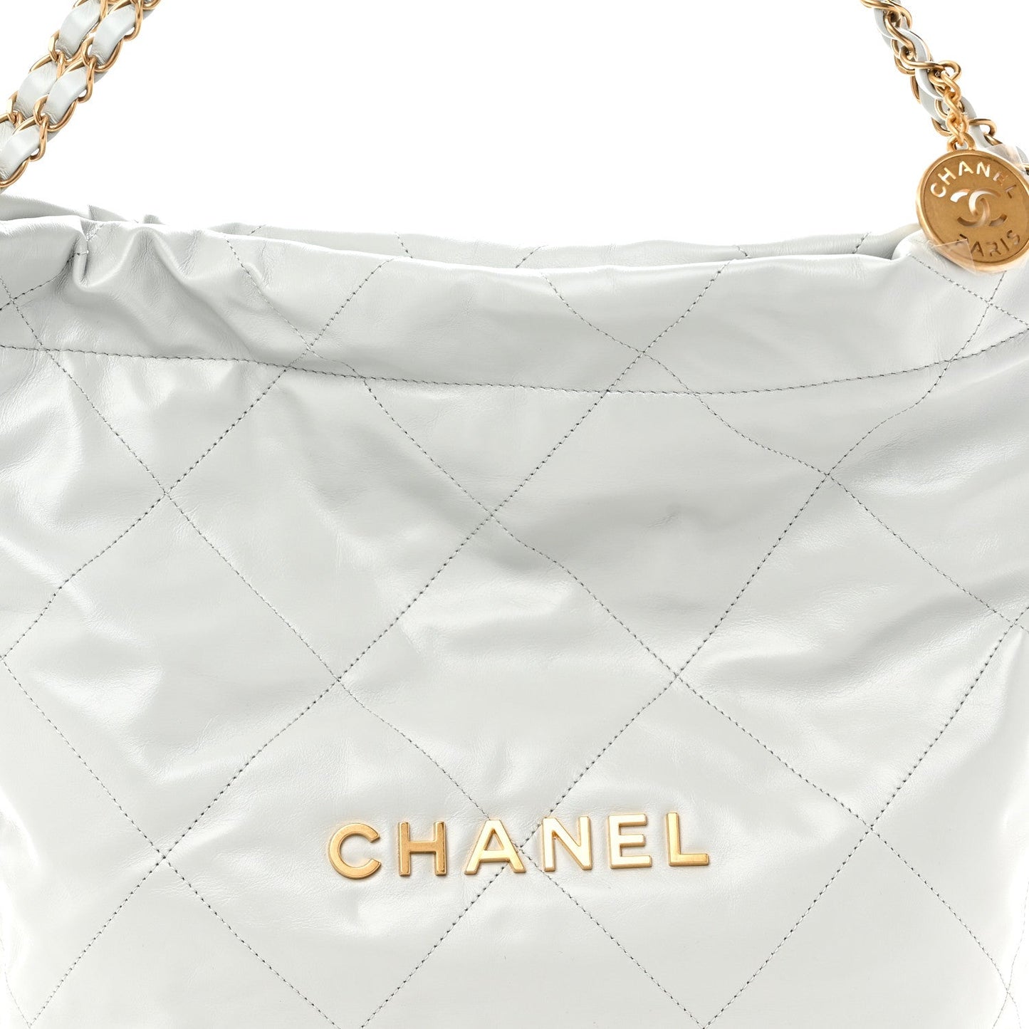 Shiny Calfskin Quilted Small Chanel 22 Light Blue