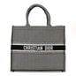 Canvas Houndstooth Embroidered Large Book Tote Black White