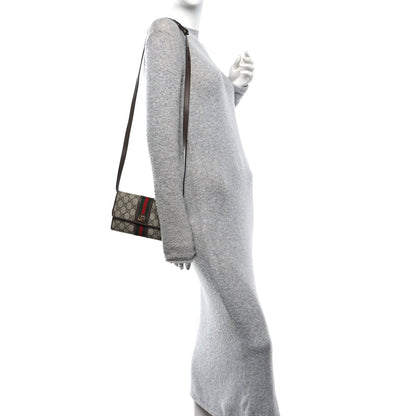 GG Supreme Monogram Web Ophidia Crossbody Wallet Beige New Acero