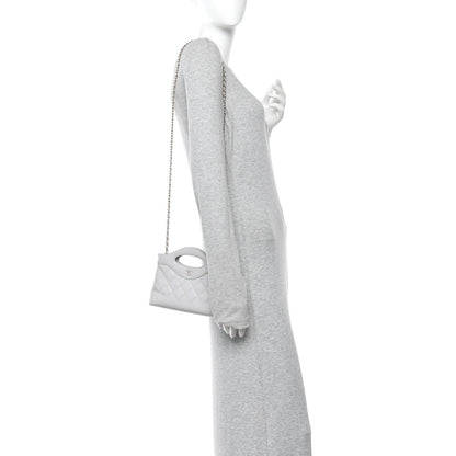 Shiny Lambskin Quilted Nano 31 Shopping Bag Grey