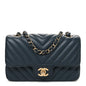 Lambskin Chevron Quilted Mini Rectangular Flap Dark Grey