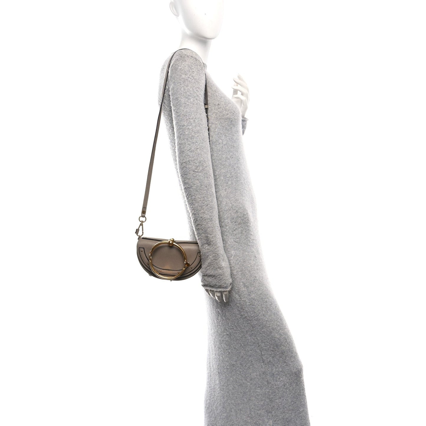 Calfskin Small Nile Bracelet Minaudiere Bag Motty Grey
