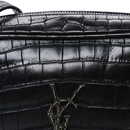 Calfskin Crocodile Embossed Monogram Lou Camera Bag Black