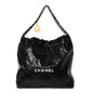 Shiny Calfskin Quilted Chanel 22 Black White