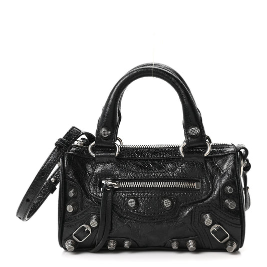 Agneau Arena Crystal Neo Nano Cagole Handbag Black