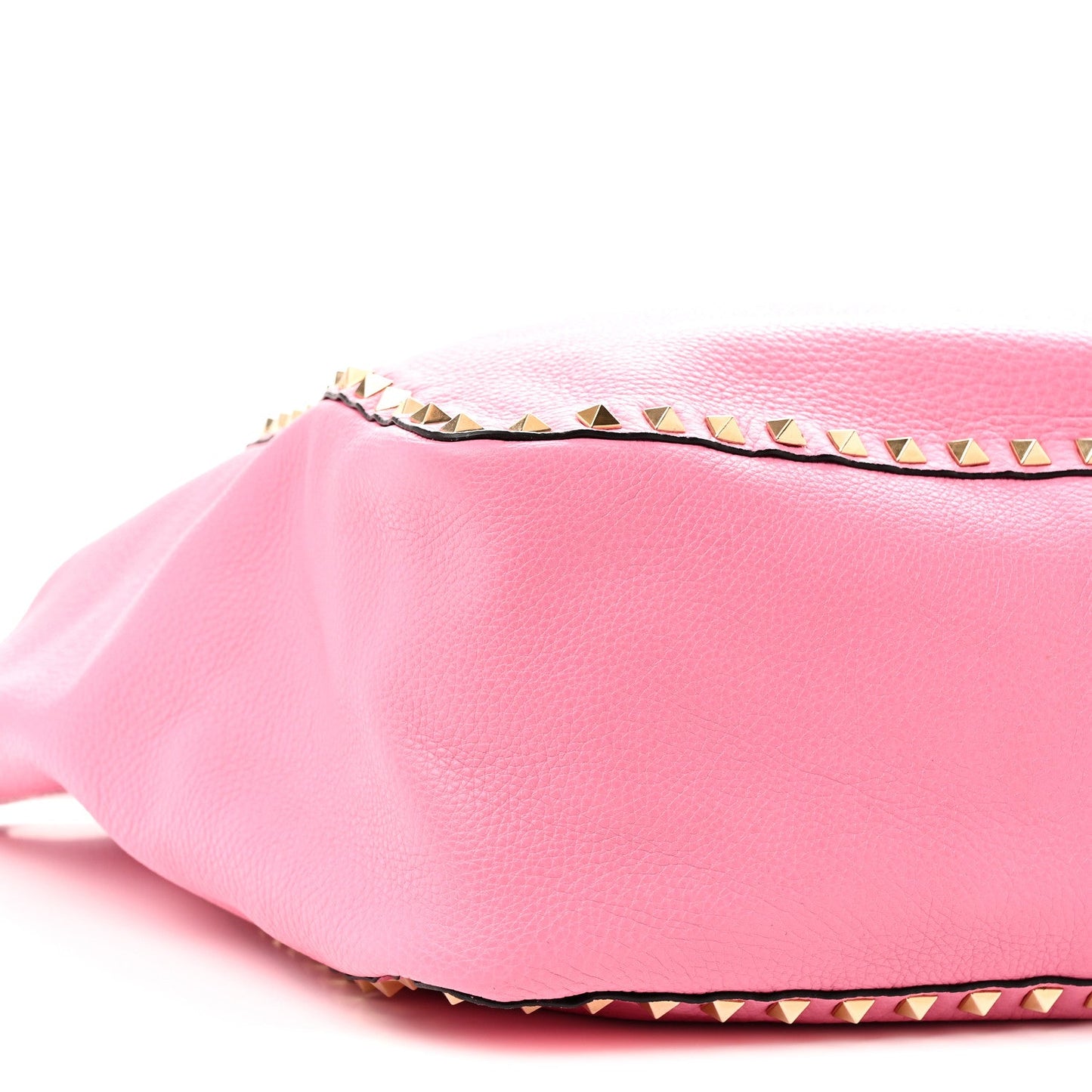 Grained Calfskin Medium Rockstud Reversible Tote Army Green Pink