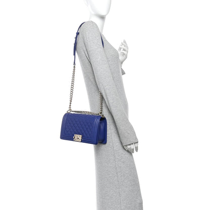 Caviar Quilted Medium Boy Flap Blue