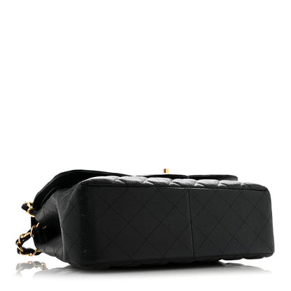 Caviar Quilted Jumbo Double Flap Black