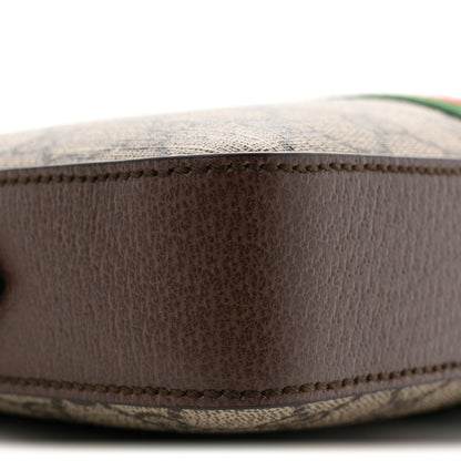 GG Supreme Monogram Textured Dollar Calfskin Web Ophidia Wristlet Shoulder Bag Beige Ebony New Acero
