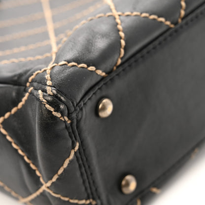 Calfskin Wild Stitch Large Tote Black