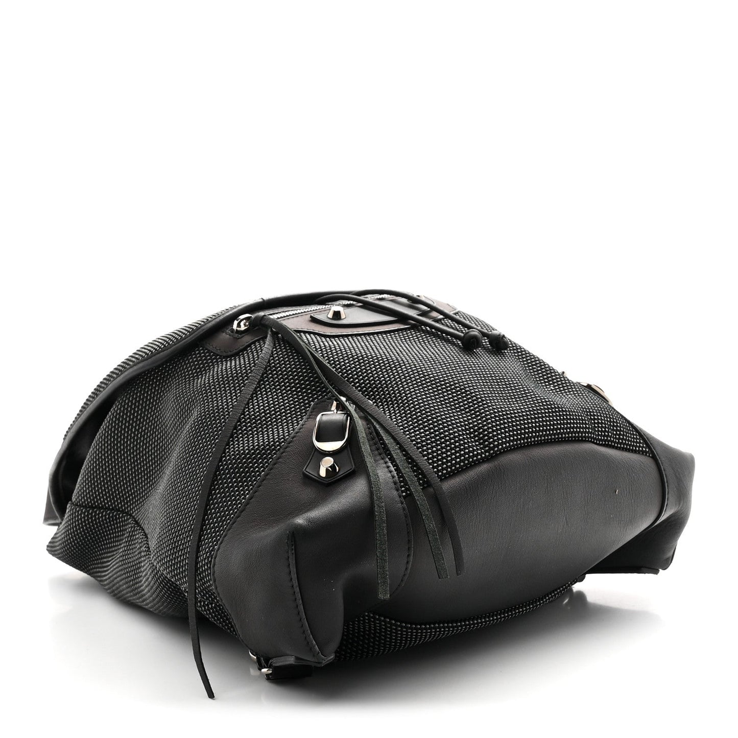 Canvas Calfskin Silver Hardware S Traveler Backpack Black