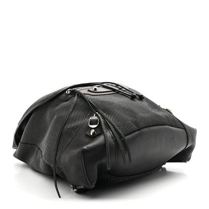 Canvas Calfskin Silver Hardware S Traveler Backpack Black