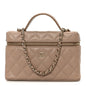 Caviar Quilted Top Handle Slim Vanity With Chain Dark Beige