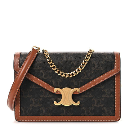 Triomphe Canvas Calfskin Margo Wallet on Chain Tan