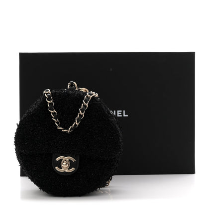 Tweed Coco Beach Barrel Shoulder Bag Black