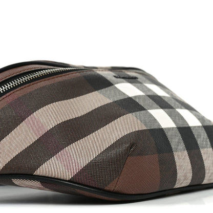 E-canvas Check Bum Bag Dark Birch Brown