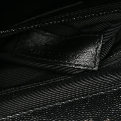 Grain De Poudre Textured Mixed Matelasse Large Triquilt Monogram Monochrome Satchel Black