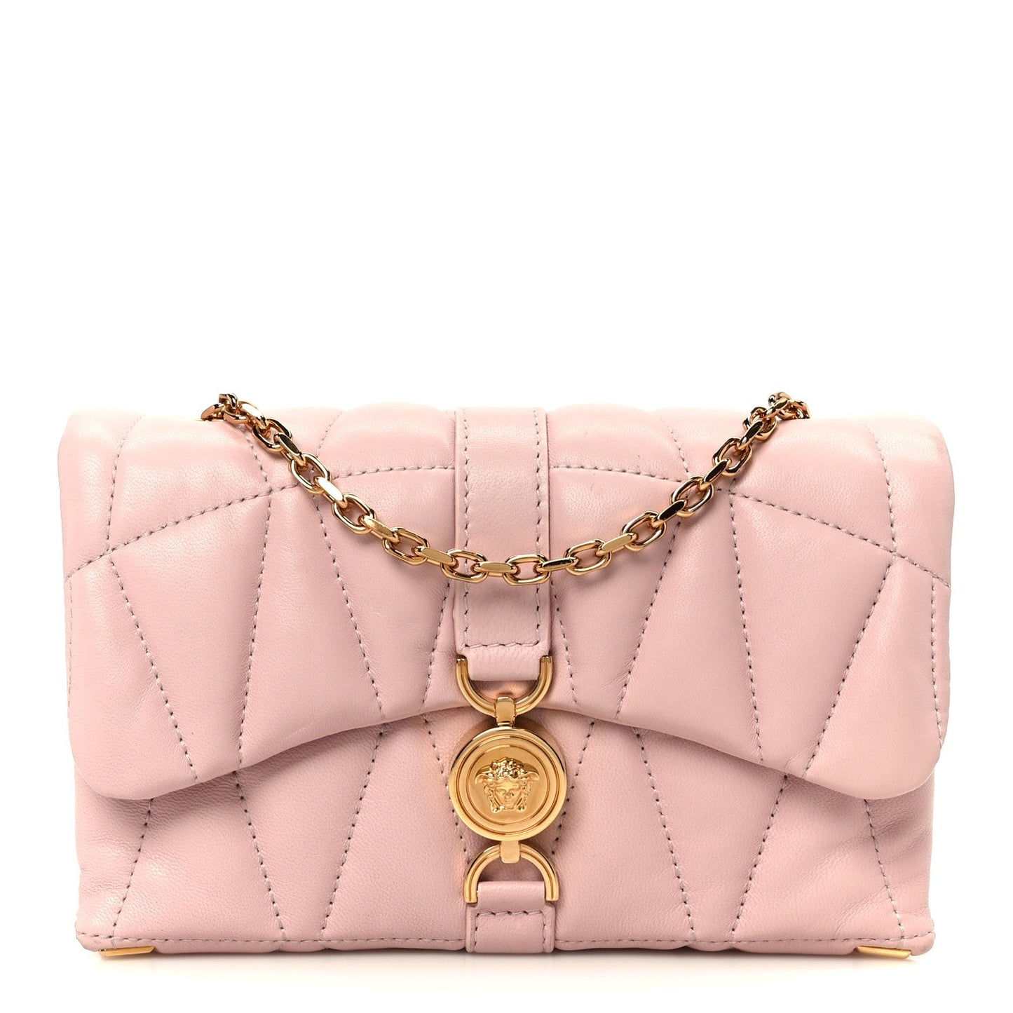 Lambskin Quilted Mini Kleio Crossbody Bag Light Pink