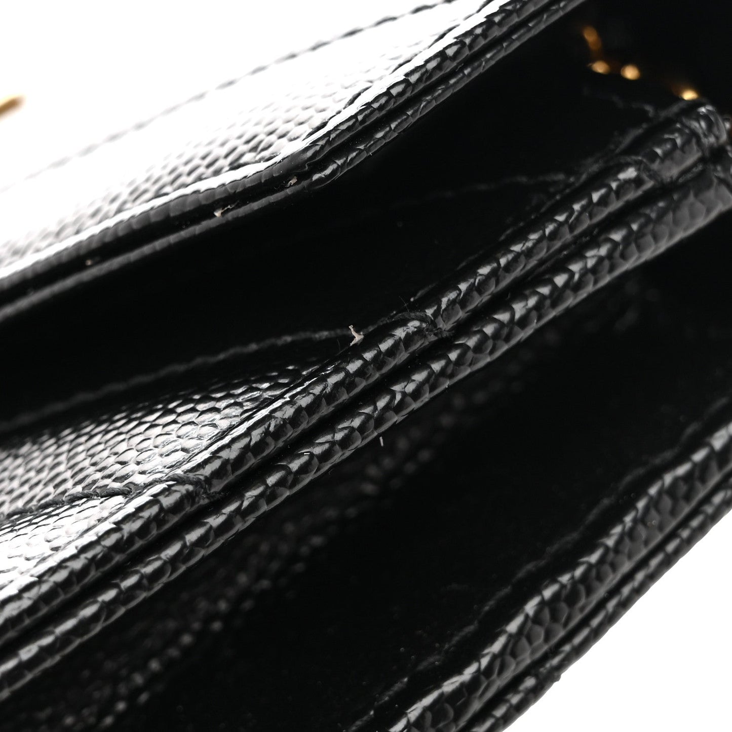 Grain De Poudre Matelasse Chevron Monogram Envelope Chain Wallet Black