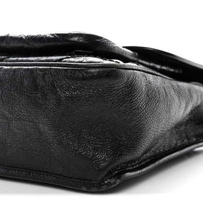 Crinkled Calfskin Matelasse Monogram Medium Niki Chain Satchel Black