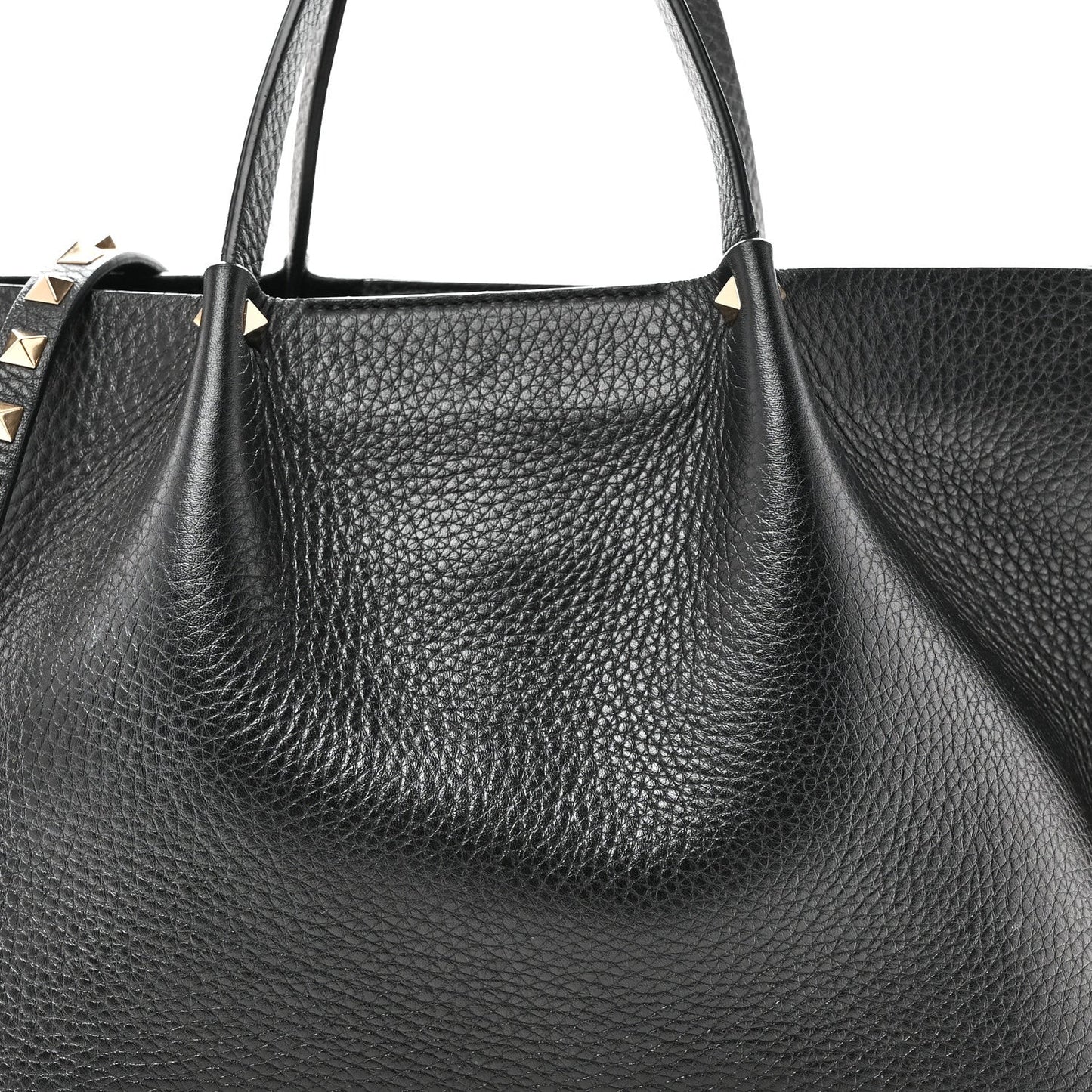 Pebbled Calfskin Small Rockstud Crossbody Tote Black