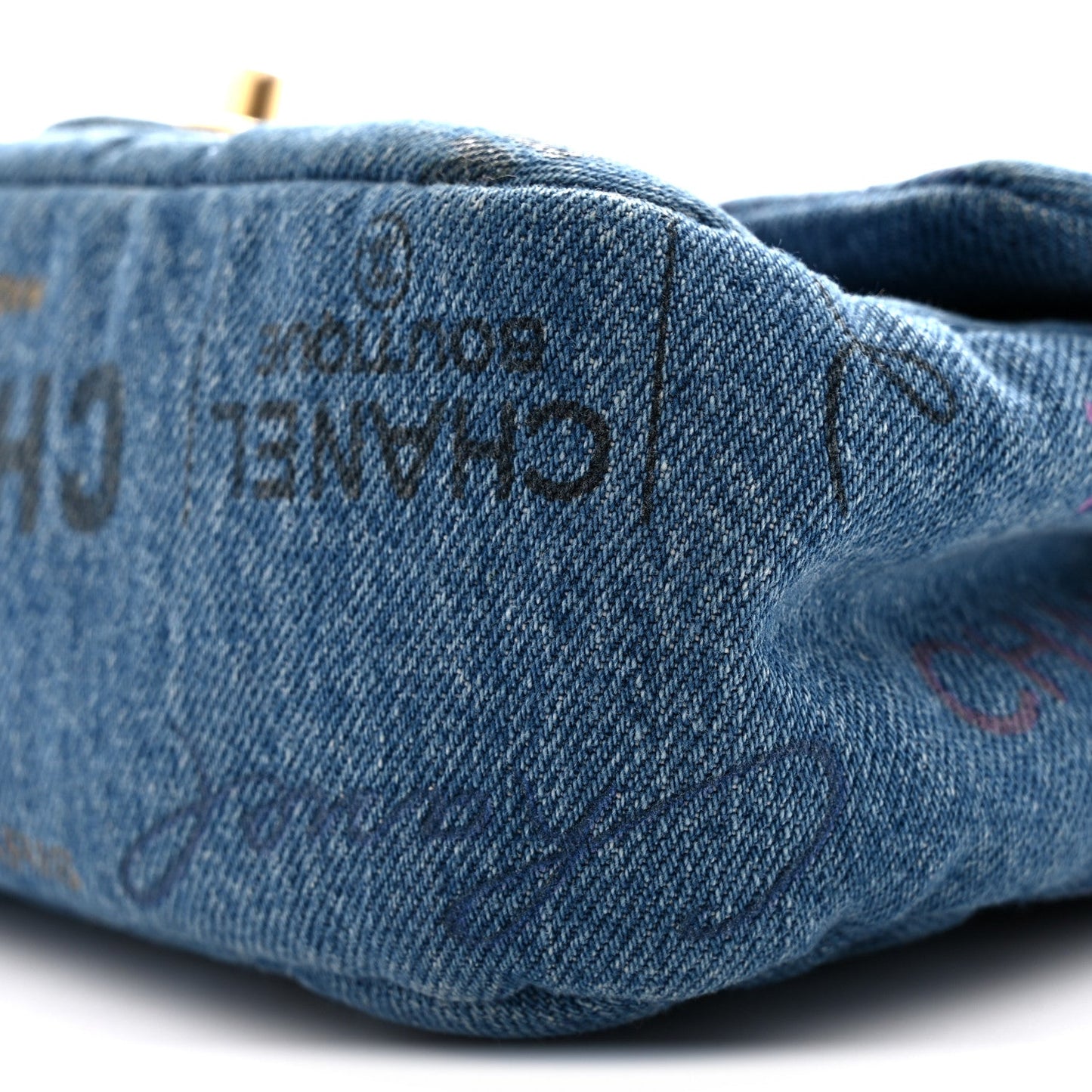 Denim Quilted Mini Denim Mood Rectangular Flap Blue Multicolor