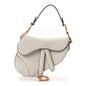 Grained Calfskin Mini Saddle Bag White