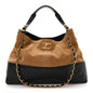 Suede Calfskin Shiny Lambskin Quilted Small Coco Base Shopping Bag Beige Black