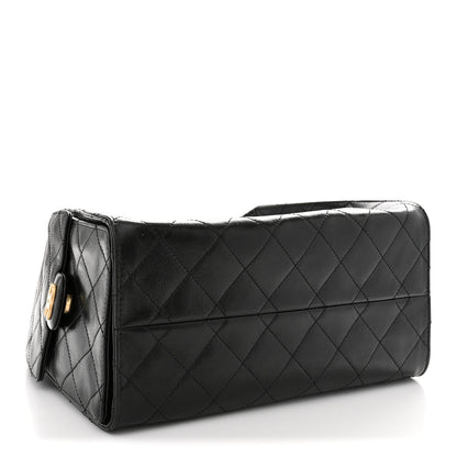 Shiny Crumpled Calfskin Quilted Small Chanel 25 Handbag Black