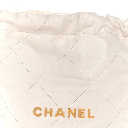 Shiny Calfskin Quilted Small Chanel 22 White