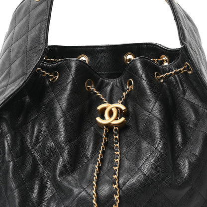 Caviar Quilted Medium Chanel 25 Handbag Black